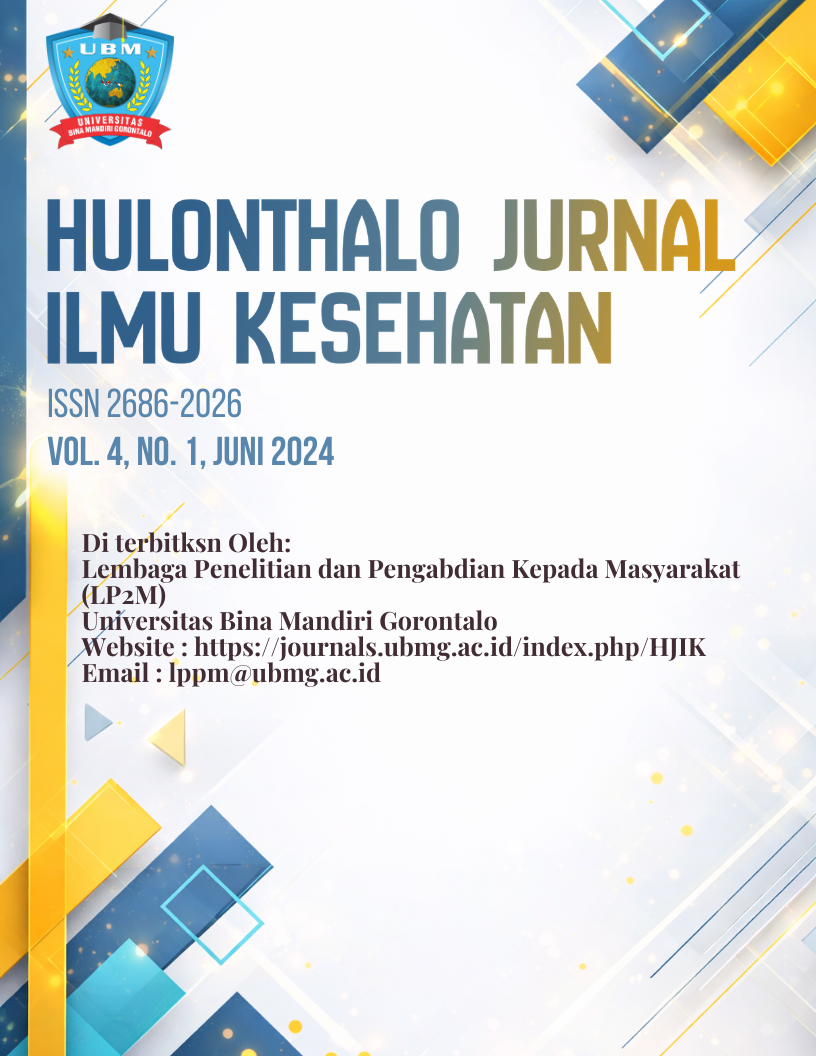 					View Vol. 4 No. 1 (2024): Hulothalo Jurnal Ilmu Kesehatan (HJIK)
				