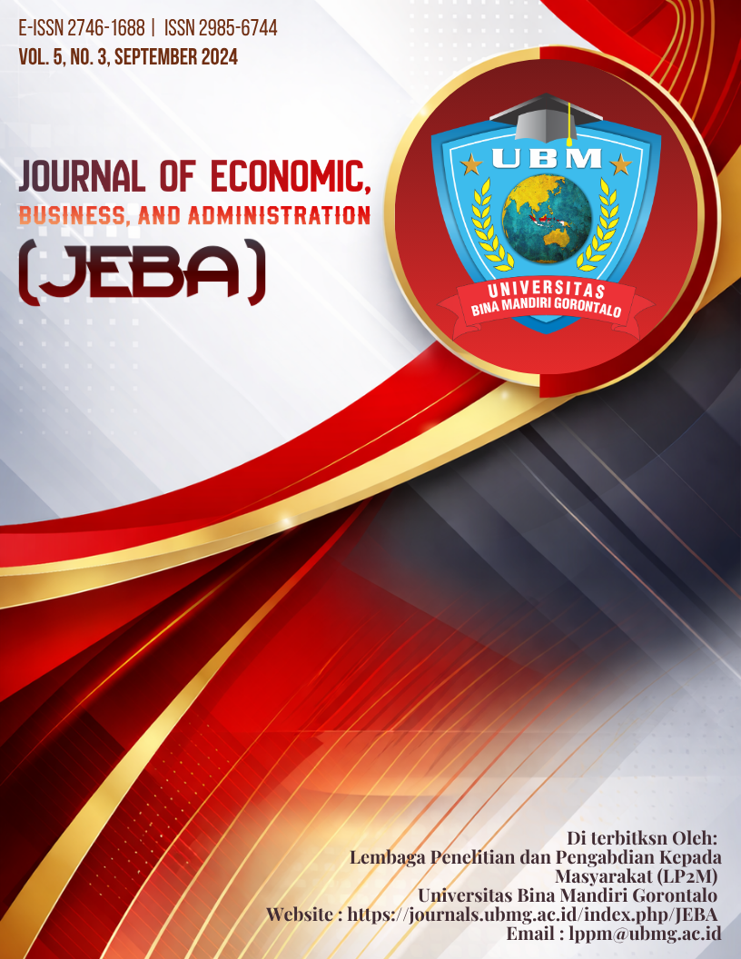 					View Vol. 5 No. 3 (2024): Journal of Economic, Business and Administration (JEBA)
				