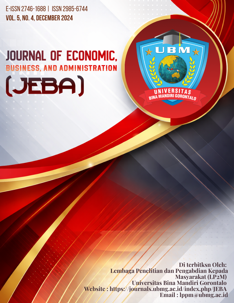 					View Vol. 5 No. 4 (2024): Journal of Economic, Business and Administration (JEBA)
				