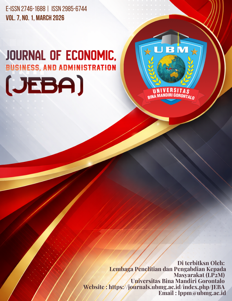 					View Vol. 7 No. 1 (2026): Journal of Economics, Business and Administration (JEBA)
				