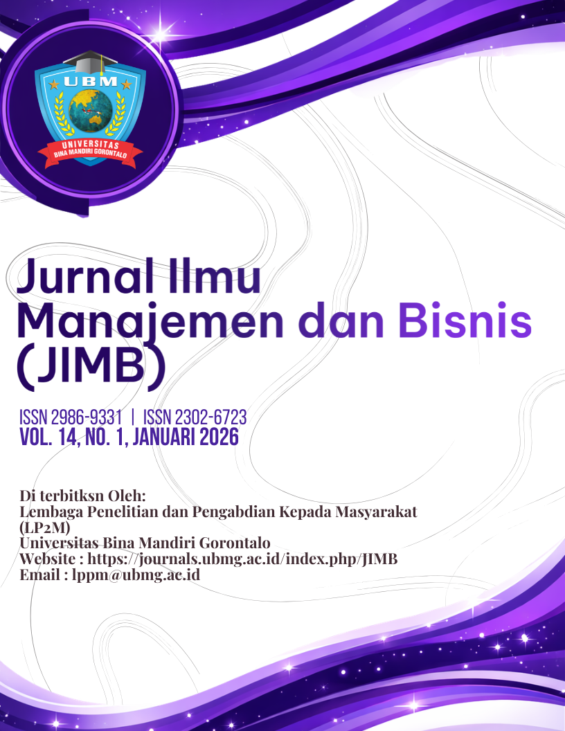 					View Vol. 14 No. 1 (2026): Jurnal Ilmu Manajemen dan Bisnis (JIMB)
				